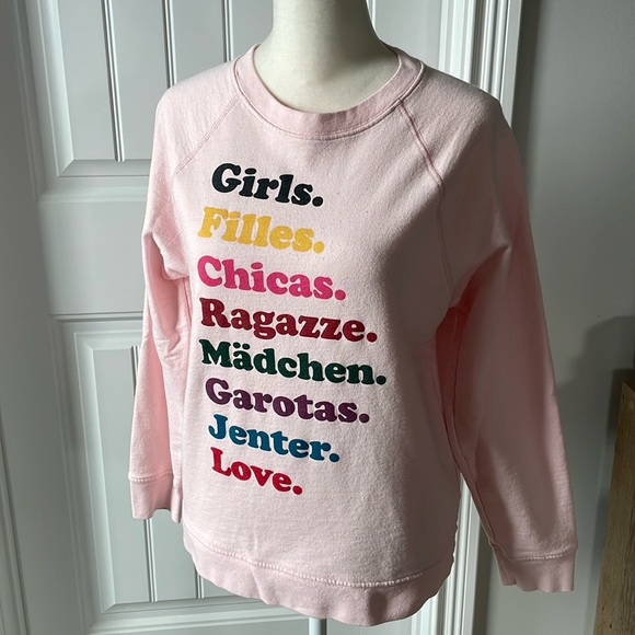J. Crew x Girls Inc. pink sweatshirt top (size small) - Picture 1 of 5
